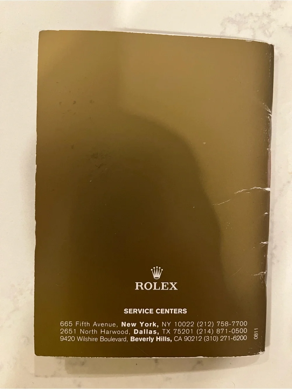 Genuine Rolex Factory Service Booklet - Gold Cover